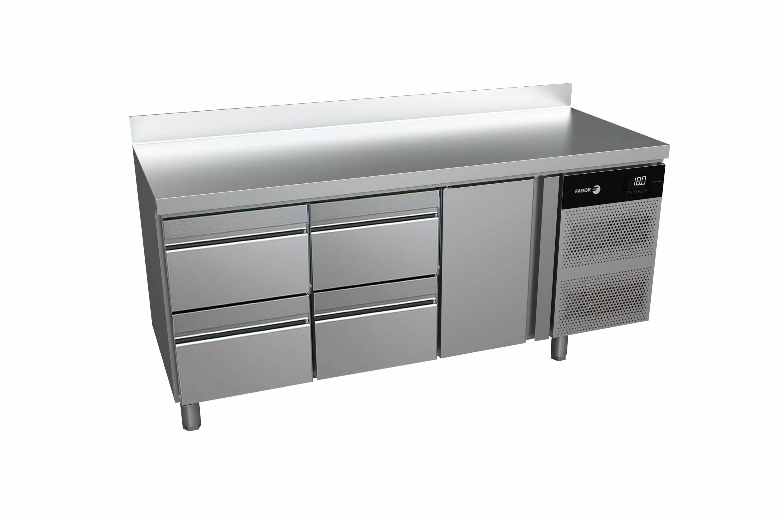 Kølebord med 4 skuffer og 1 skab